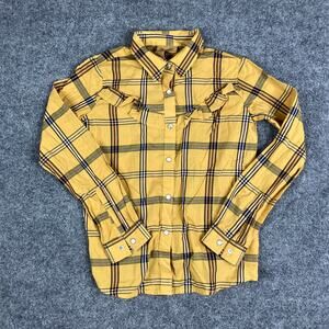 Wrangler Button-Up Shirt Kids Size L Yellow Plaid Ruffle Western Long‎ Sleeve